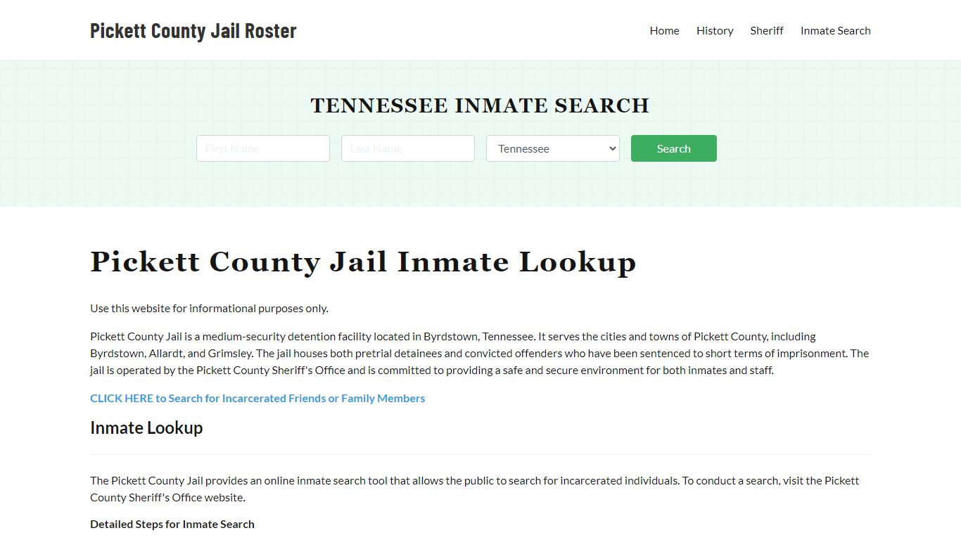 Pickett County Jail Roster Lookup, TN, Inmate Search