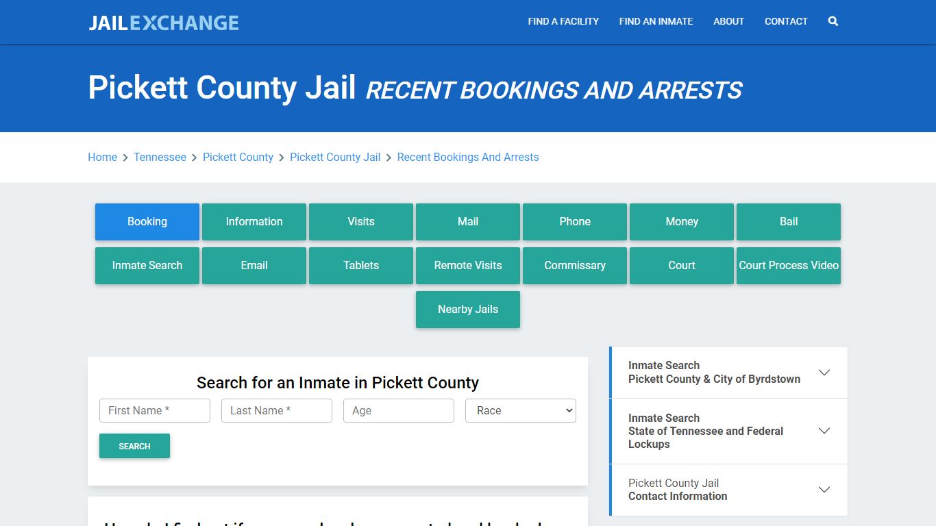 Pickett County Jail Recent Bookings And Arrests - Jail Exchange